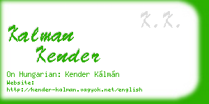 kalman kender business card